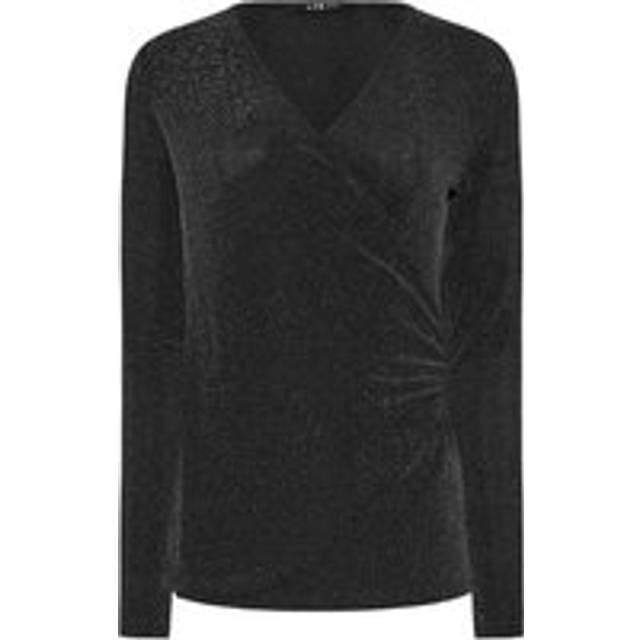 Lts Tall Black Glitter Wrap Top 20 Lts | Tall Women's Going Out Tops