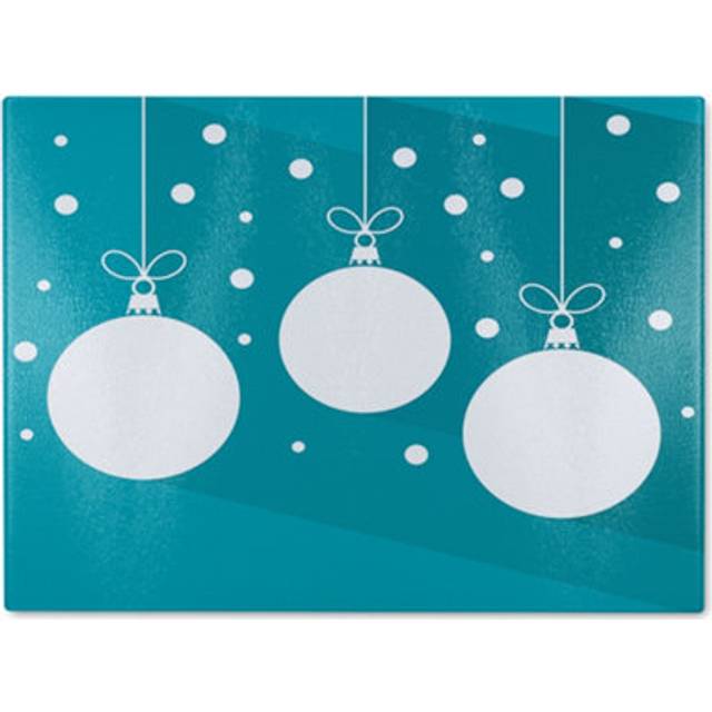 green christmas baubles dining glass chopping board