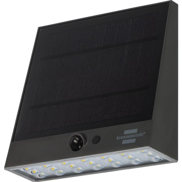 Brennenstuhl Solar Led Wall Light Sol 1000 Plana / Led Security Light For Outdoors With Motion Detector And Twilight Sensor 1173740002, Black