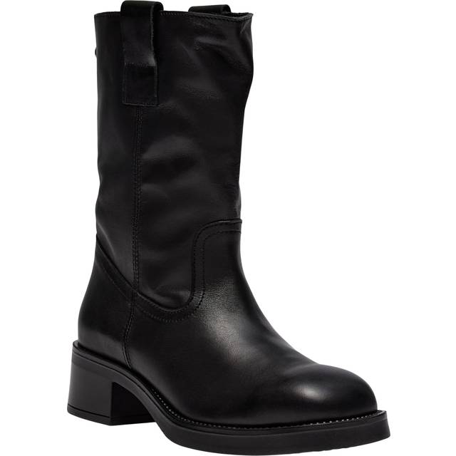 Steve Madden Benedict Kvinde Leather Cowboy Biker - Black