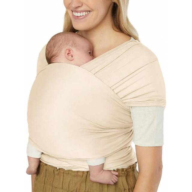 Ergobaby bärsjal för nyfödda upp till 11,3 kg, Aura Knit bärsjal, elastisk och andas, unisex, Cream