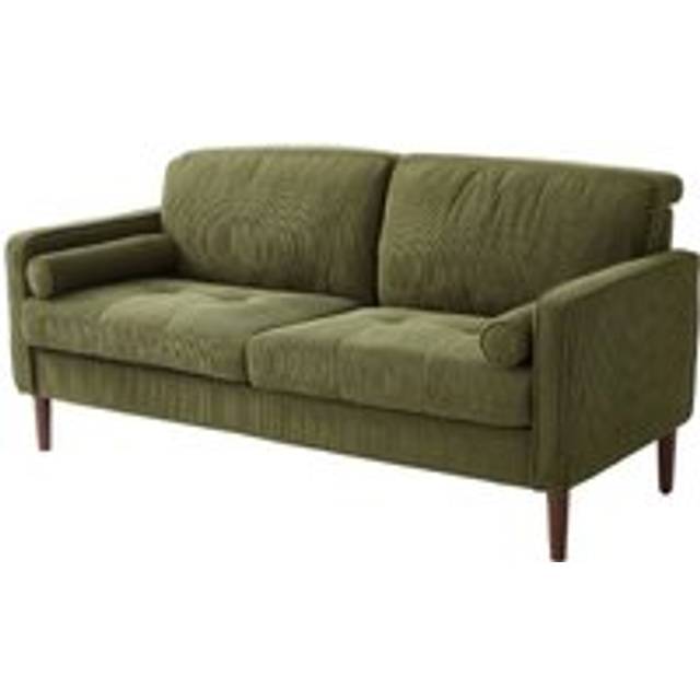 Living And Home Dark Green Corduroy Upholstered Two-Seater Sofa Armchair - One Size