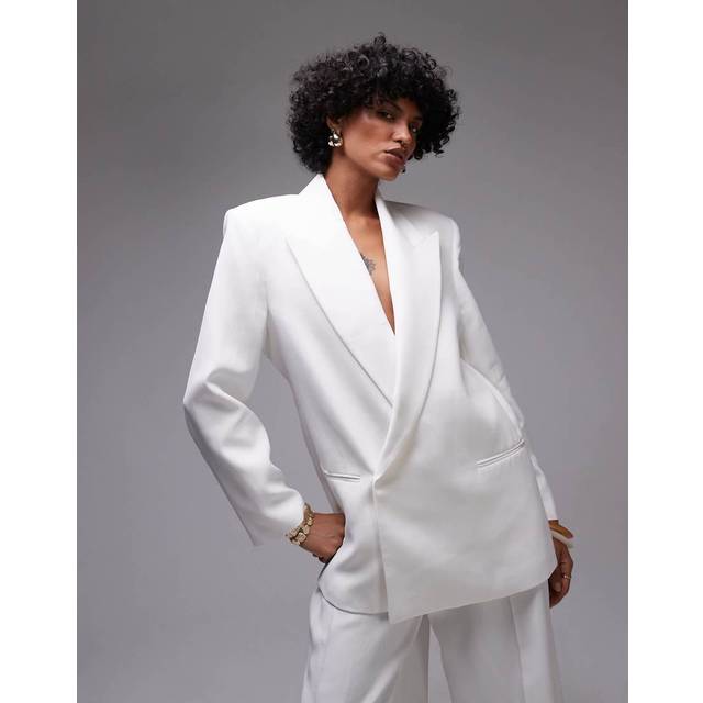 Mango – Vit, asymmetrisk kavaj i oversize, del av set-Naturlig