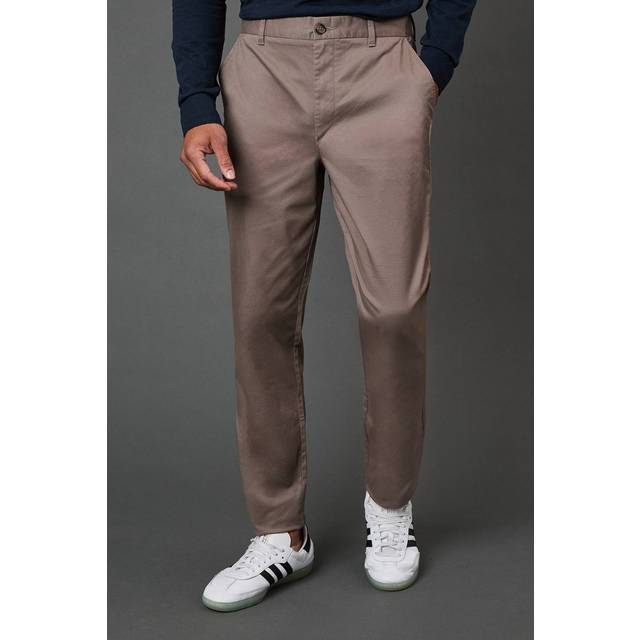 Burton Men Taupe Slim Fit Chino Trousers | Size: 34S - taupe