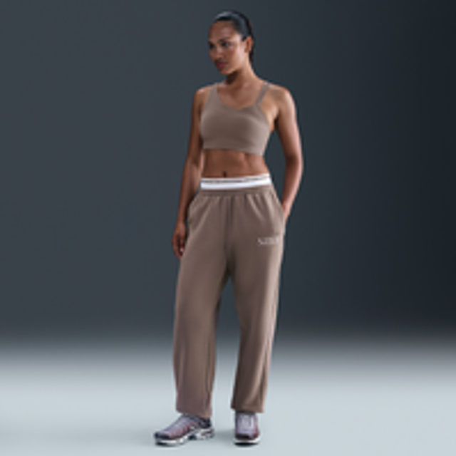 Nike Phoenix Fleece Women's High-Waisted Tracksuit Bottoms - Brown - Cotton/Polyester - M (UK 12&#x2013;14)