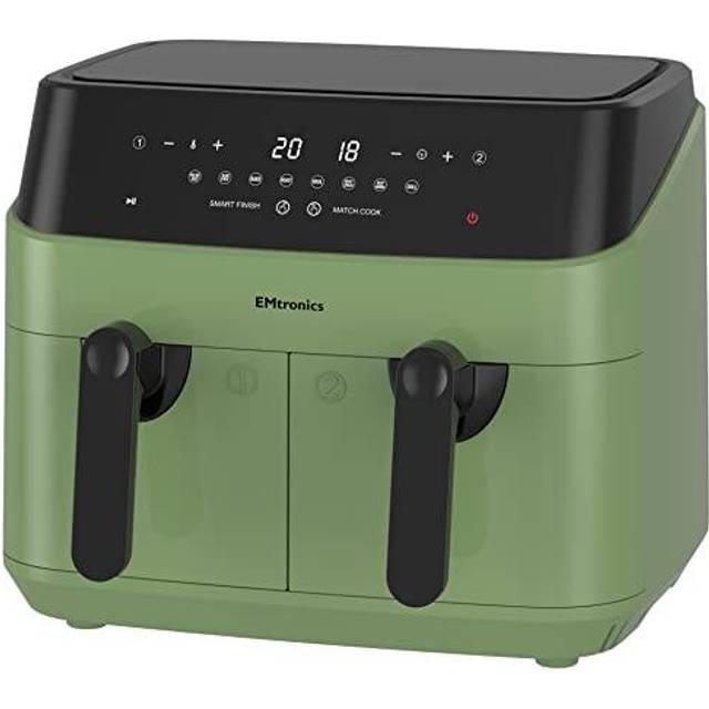 Emtronics Double Basket Air Fryer Large Digital 9 Litre With Timer - Sage Green - One Size