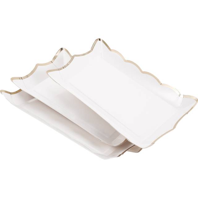 4 Pack Square Paper Lace Plates for Buffet and Party Food Presentation