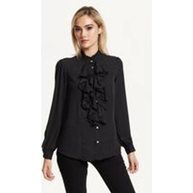 Liquorish Black Ruffle Front Blouse - 12