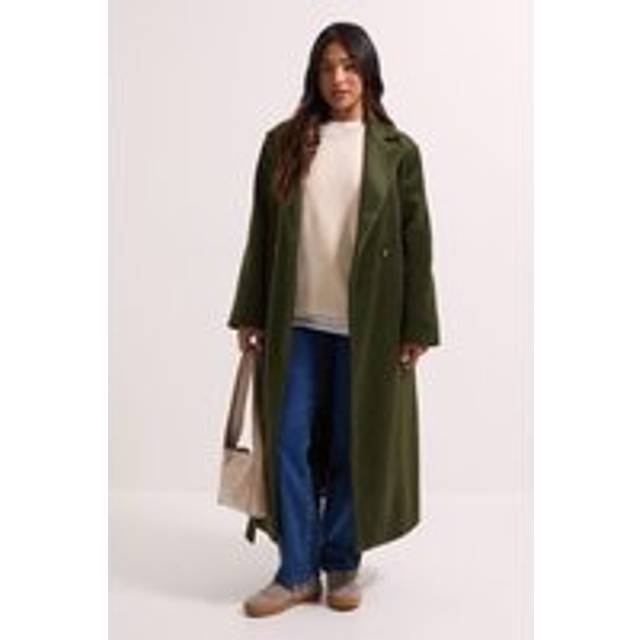 Dorothy Perkins Petite Longline Belted Coat In Green - green - 10