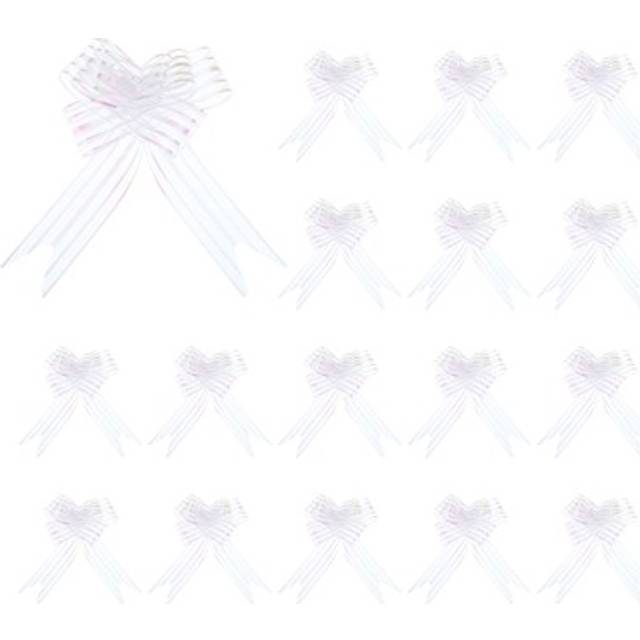 50pcs Pull Bows 5.9 Inch Wide Ribbon Gift Bows For Gift Wrapping Baskets White
