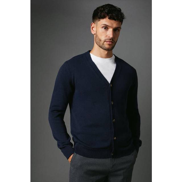 Debenhams Premium Pure Cotton Knitted Cardigan In Navy - navy - XXL