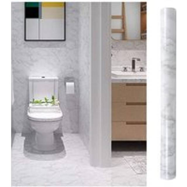 Living And Home Self-Adhesive White Marble Wallpaper For Furniture Renovation - One Size