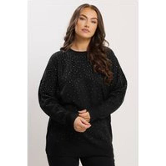 Yours Plus Size Black Diamante Embellished Front Jumper Size 26-28