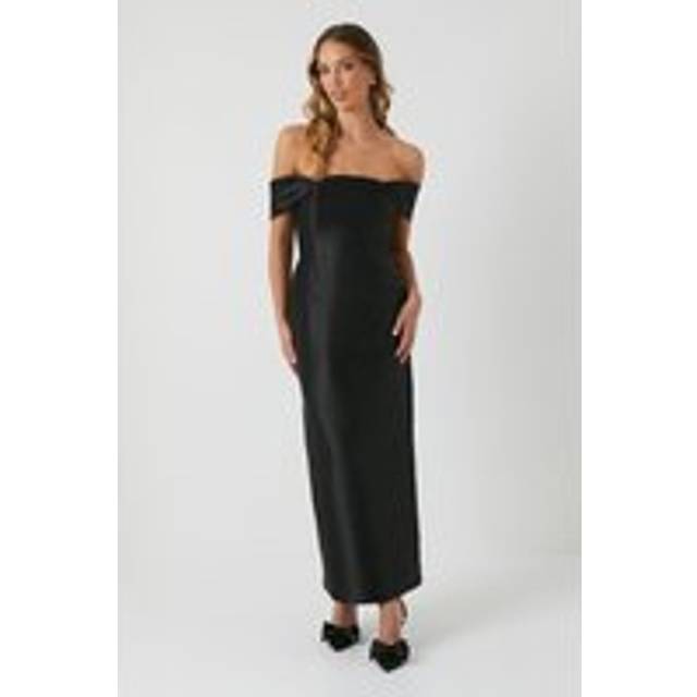 Coast Honoured Twill Bardot Column Midi Bridesmaid Dress In Black - black - 14