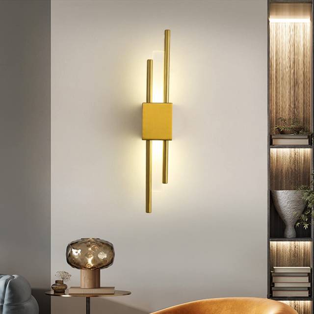 Modern LED Wall Light Indoor Lighting, 50CM LED Acrylic Gold Wall Sconce Lamp, Warm White 4000K, Living Room Bedroom Bathroom Kitchen Corridor Wall