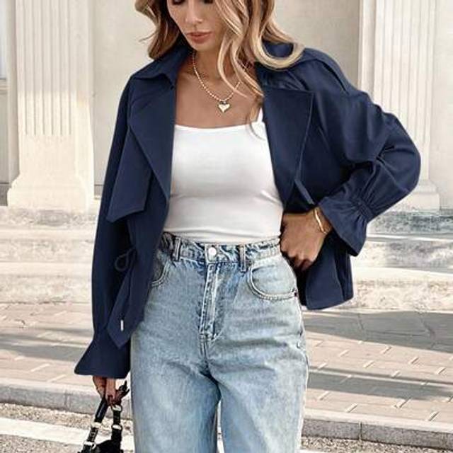 Easowa Women Casual Short Trench Coat Spring Outfits For Women Business Casual Woman Spring Spring Outfits For Women Business Casual Woman Office Outfits For