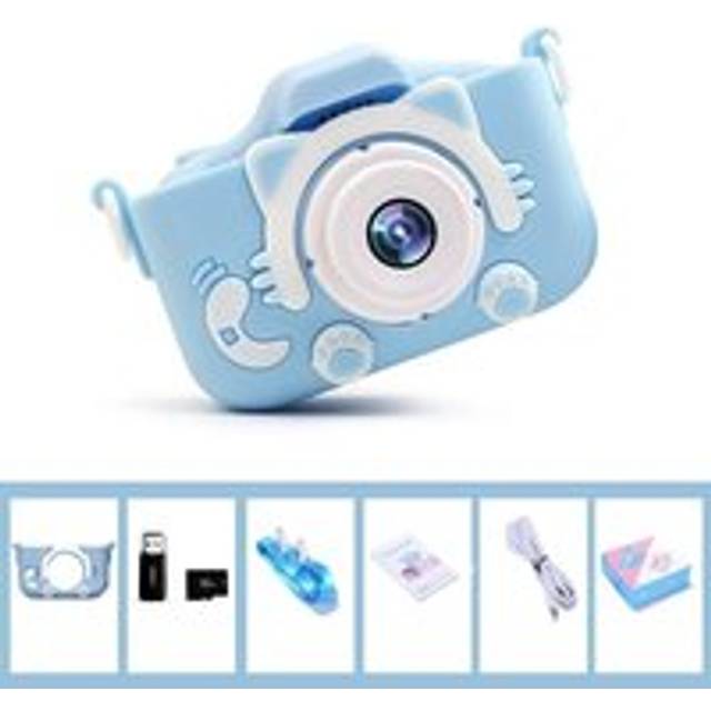 Leaper New 5s Mini Cartoon Fun HD Digital Cat Camera with 32G Memory Card in Blue