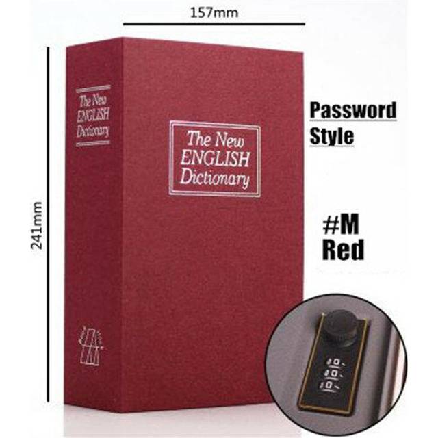 (Red, Password Lock) Kid Gift Dictionary Mini Safe Box Book Hidden Secret Security Safe Key Lock Money Jewellery Certificate Storage Password Locker
