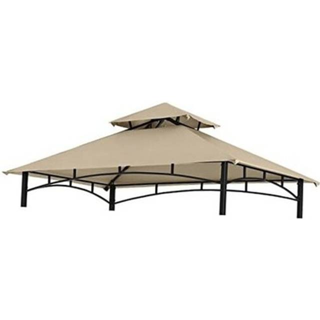 COOSHADE Grill Gazebo Replacement Canopy Roof Outdoor Double Tiered Barbecue Gazebo Top Cover Fit for Model L-GZ238PST-11(Beige)