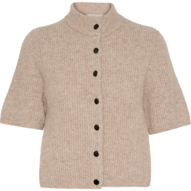 Gestuz AlphaGZ SS Short Cardigan With High Sand Melange