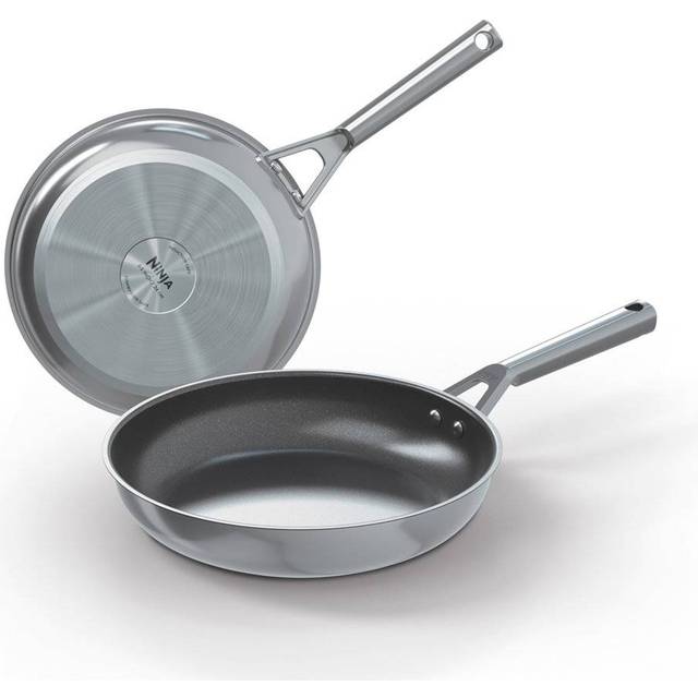 Ninja Foodi Zerostick Stainless Steel 2-piece Frying Pan Set (20Cm/26Cm) - C62100UK, Silver