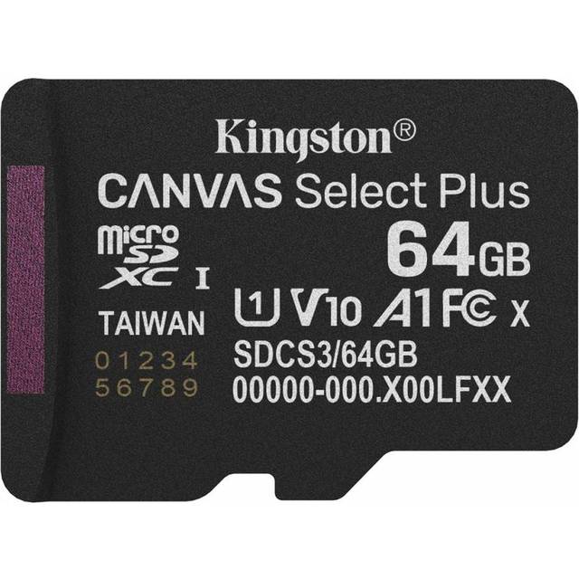 Kingston Canvas Select Plus - Flash-minneskort - 64 GB - A1 / Video Class V10 / UHS-I U1 / Class10 - mikroSDXC UHS-I