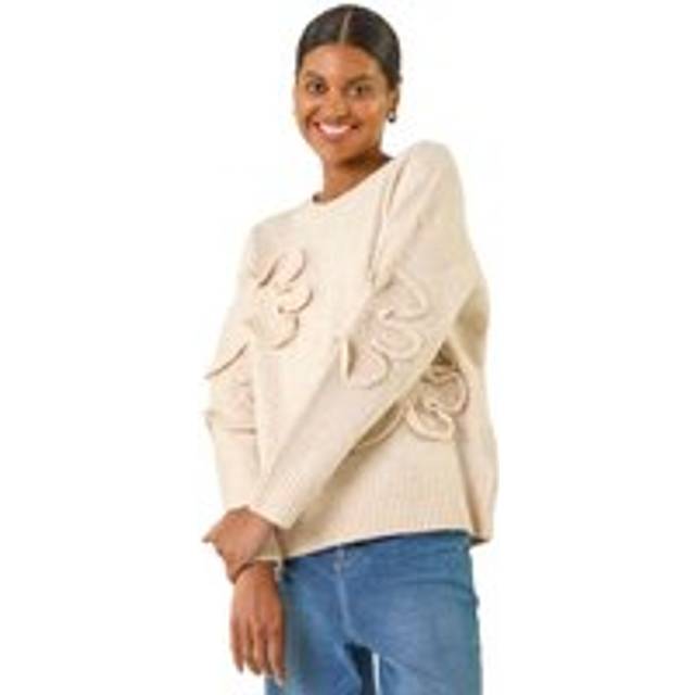 Roman Cornelli Floral Textured Knit Jumper In Ivory - One Size