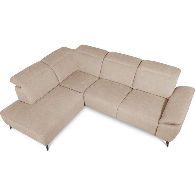 Relaxio Stylish Corner Sofa with Power Reclining & Multi Position Headrests & Adjustable Armrest - Beige (100cm H X 260cm W X 203cm D)