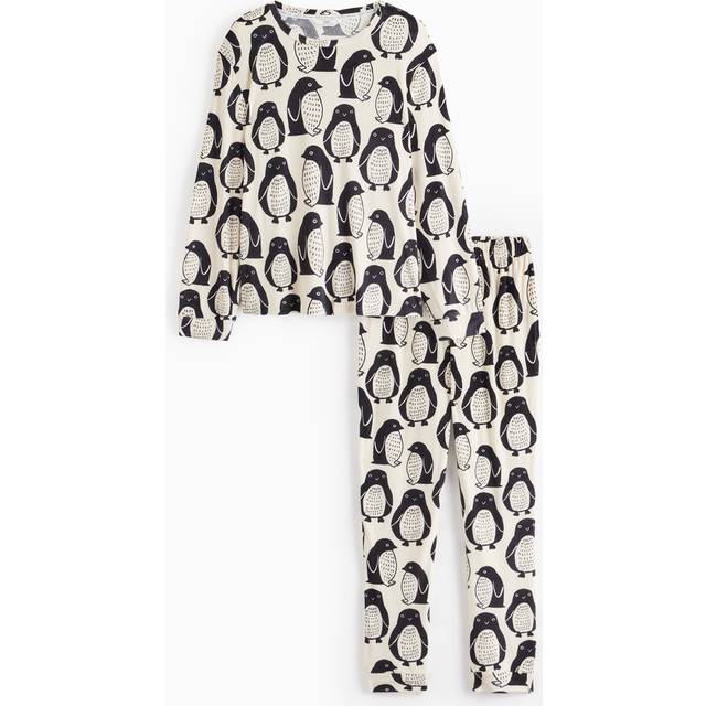 Matching Family Men's Christmas Penguin Print Slinky Fleece Pyjamas L