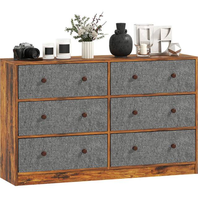 Homcom Drawer Dresser For Bedroom Chest Of Drawers With Steel Frame In Grey - One Size