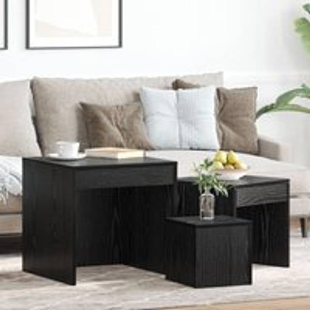 Coffee Tables 3 pcs Black oak 45 x 45 x 45 cm Engineered wood - One Size