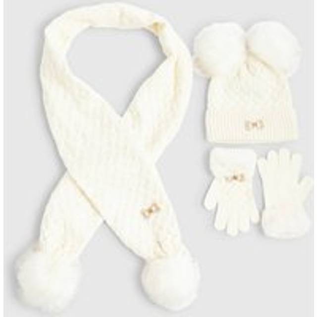 River Island Girls Cream Beanie Hat And Scarf Set - h9-12 Yrs