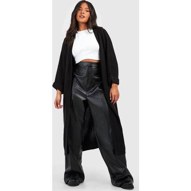 Womens Plus Cocoon Oversized Rib Knit Cardigan - Black - 26, Black