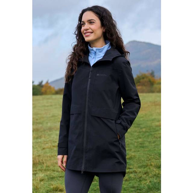 Mountain Warehouse 'april' Long Breathable Lightweight Warm Full Zip Waterproof Jacket In Black - 6