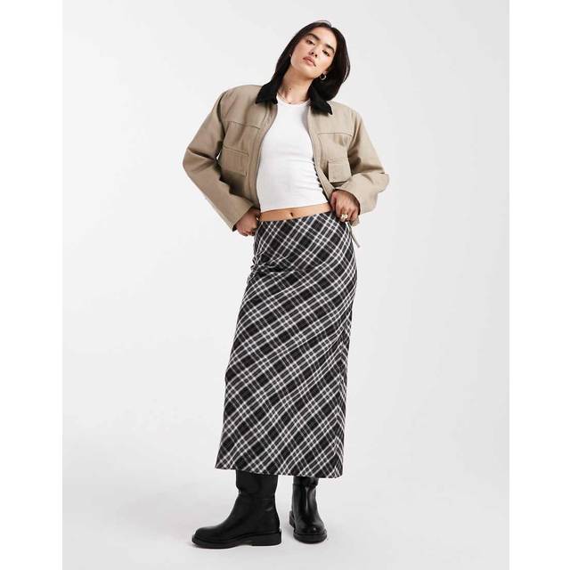 New Look Women's Plus Size Black Checked Midi Skirt Curves - UK 18