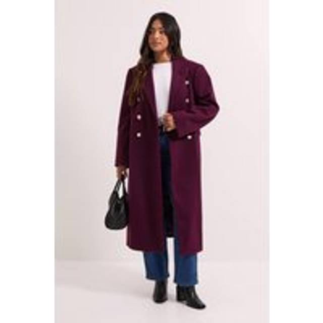 Dorothy Perkins Petite Midi Length Fitted Military Coat In Burgundy - burgundy - 12