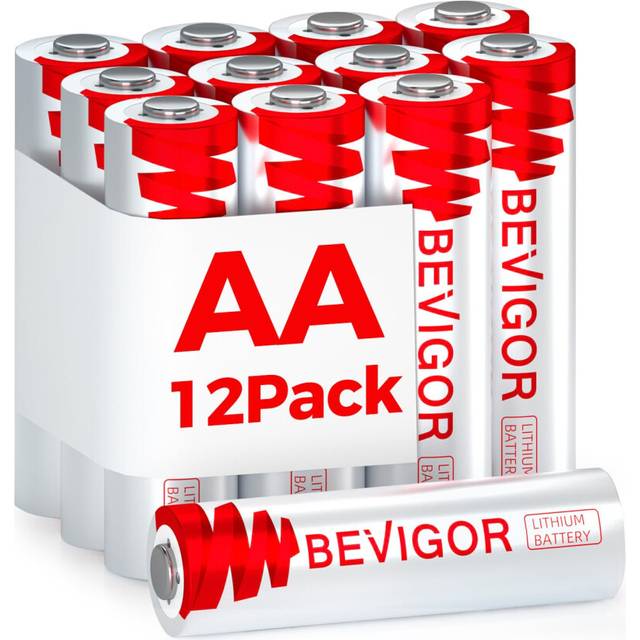 BEVIGOR Lithium AA Battery, 12 Pack AA Lithium Batteries 3000mAh 1.5V,