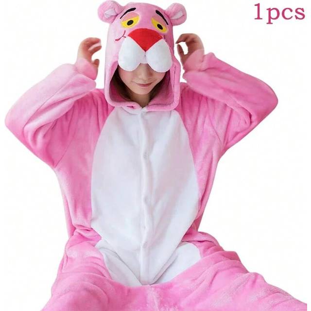 (pajamas only, S) Pink Leopard Kigurumi Unicorn Pajamas Sets Flannel Animal Pyjamas Ladies Winter Nightie Sleepwear Homewear Cosplay Slipper