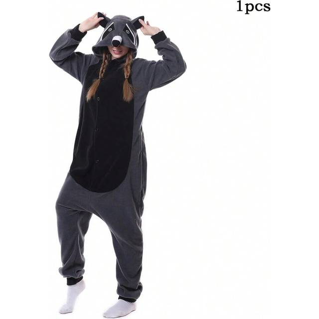 (bear, M) Kigurumi Unicorn Pajama Adult Animal Cat Raccoon Onesie Women Men Couple Winter Pajamas Suit Nightie Sleepwear Flannel Homewear