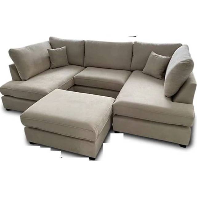 Harper 5 Seater U Shaped Chenille Fabric Corner Sofa Beige - One Size