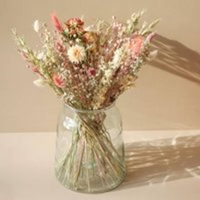 Luxury Vintage Pink Dried Flower Bouquet - cream/pink/natural - one size