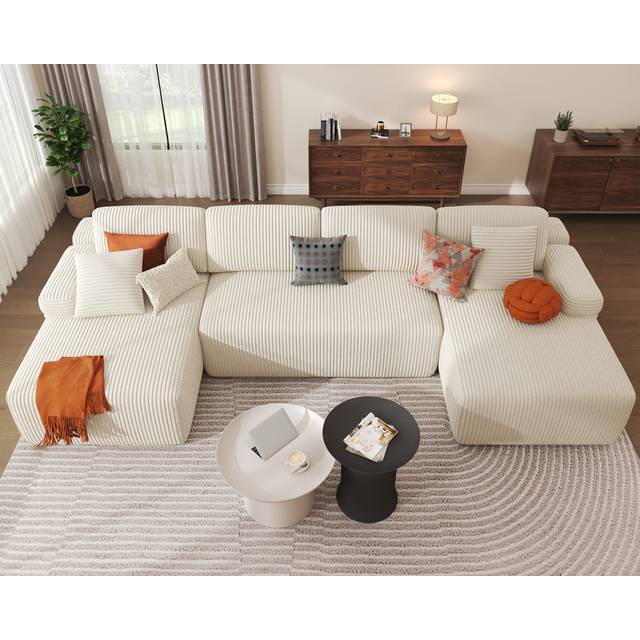 Modular U-Shaped Cloud Comfort Sectional Sofa - Beige (60cm H X 320cm W X 140cm D)