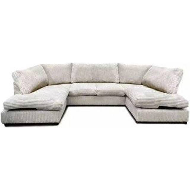 Aspen Full Back 6 Seater U Shaped Corner Jumbo Cord Fabric Sofa Ivory - One Size