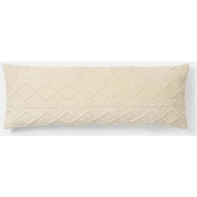 OHS Cable Knit Fleece Long Bolster Cushion Soft Maternity Support Pillow in Cream - One Size