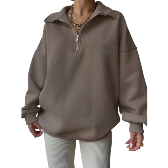 INAWLY Women&#39;s Solid Color Drop Shoulder Long Sleeve Zip-Up Half Placket Casual Hoodie, Autumn/Winter Graduation,Back To School Outfits,Graduation,Teacher Ou