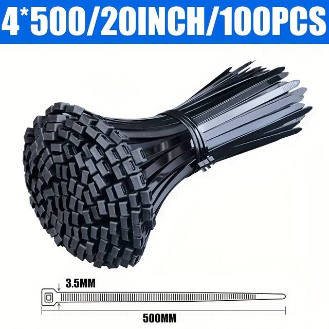 TEMU Cnzoye 100pcs Extra Large Heavy Duty Industrial Cable Ties, 1 Meter Long, Self-sealing, Multipurpose Plastic Zip Ties For Bundling And Securing - Indoor And Outdoor Use