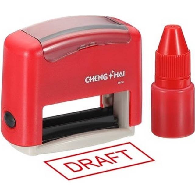 Draft Self Inking Stamp Ink Stamp, Office Stamps With Red Ink