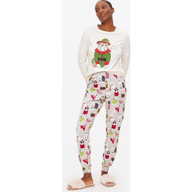 Matching Family Women's Christmas Dog Printed Jersey Pyjamas 16-18