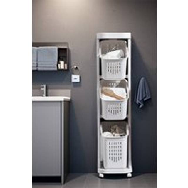 Living And Home 4-Tier Detachable Kitchen Fruit Vegetable Basket Storage Rack Laundry With Wheels Trolley Cart In White - One Size
