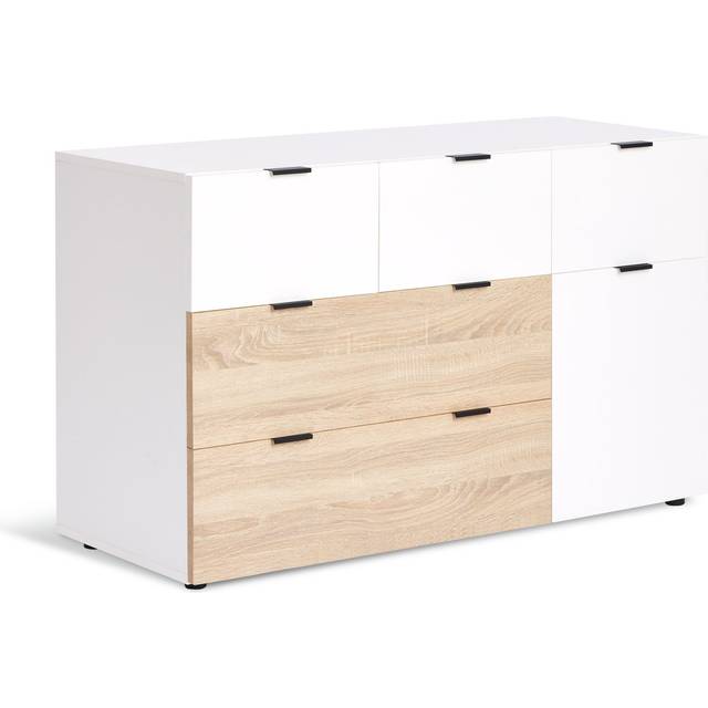 Habitat Zeke Wide 5 Drawer Chest - White & Oak